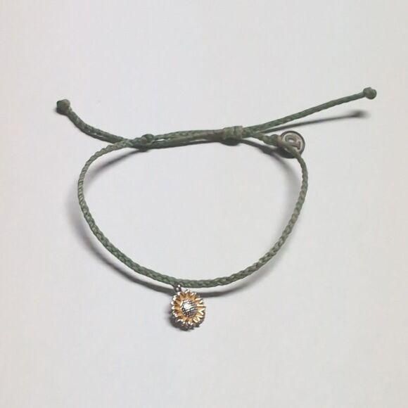 238 Pura Vida Gray with Yellow Sunflower Charm Adjustable‎ Slider Bracelet - Picture 3 of 6